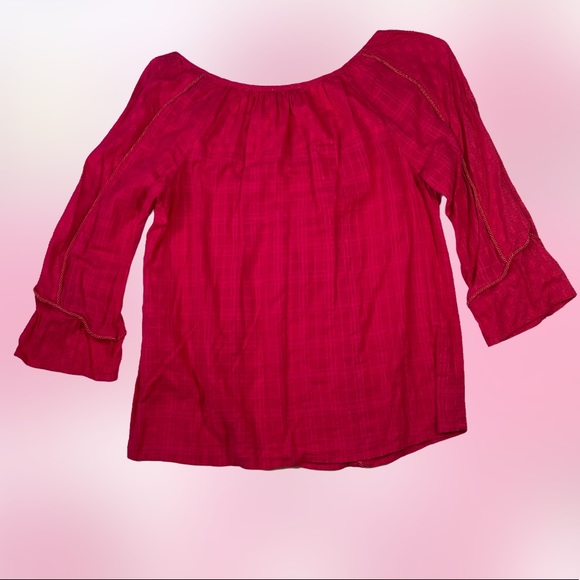 Lucky Brand Red Peasant Boho Top Size Small - Picture 3 of 7